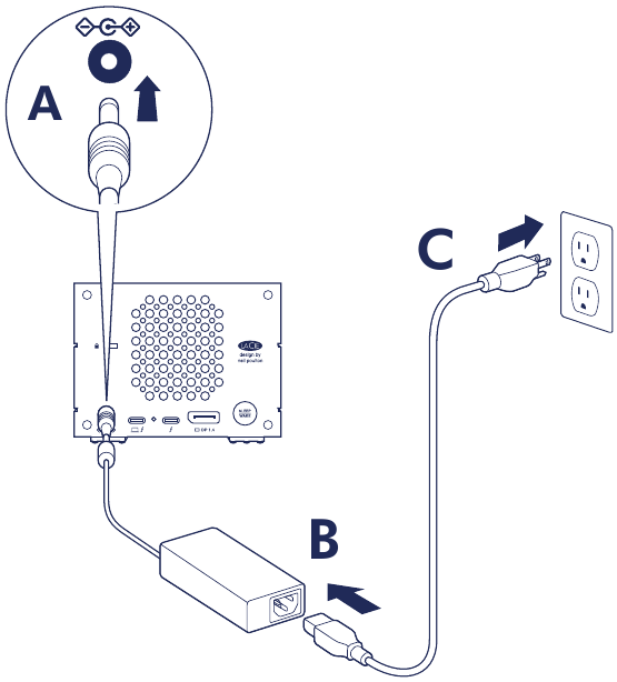 LaCie - 2big Dock - Schnellstart - Schritt 1 - Netzkabel anschließen Schnellstart - Schritt 1 - Netzkabel anschließen