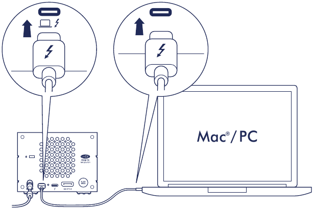 LaCie - 2big Dock - Schnellstart - Schritt 2 - Thunderbolt-Kabel anschließen Schnellstart - Schritt 2 - Thunderbolt-Kabel anschließen