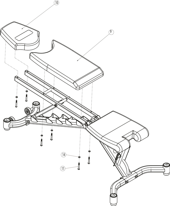 Bowflex - SelectTech 5.1 - Montage - Anbringen der Rückenlehnen-Baugruppe am Hauptrahmen Montage - Anbringen der Rückenlehnen-Baugruppe am Hauptrahmen