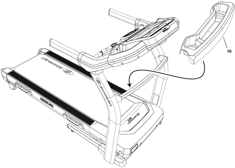 Bowflex - BXT6 - Montage - Schritt 11 - Ablageschale der Querstrebe anbringen Montage - Schritt 11 - Ablageschale der Querstrebe anbringen