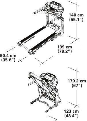 Bowflex - BXT6 - Abmessungen Abmessungen