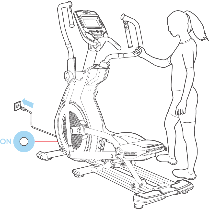 Bowflex - BXE226 - Training starten - Schritt 1 - Einstecken und einschalten Training starten - Schritt 1 - Einstecken und einschalten