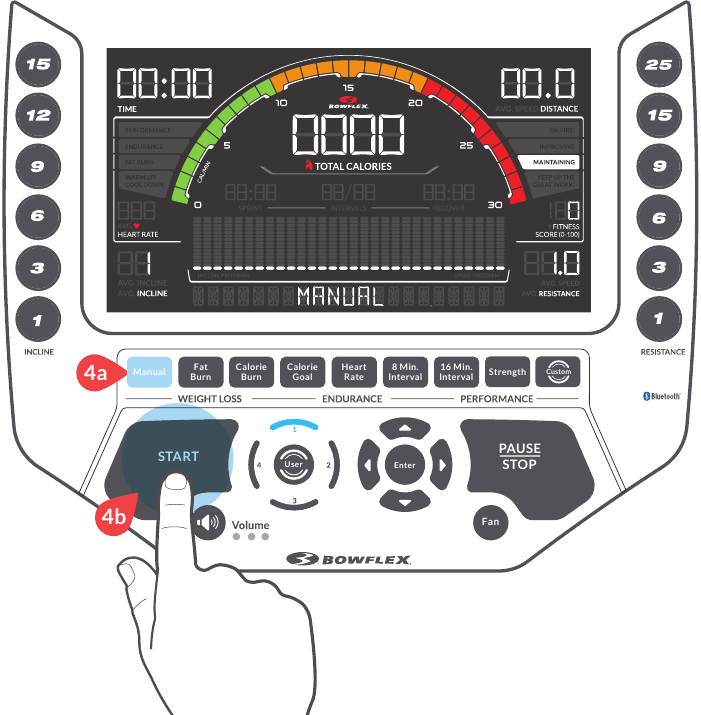 Bowflex - BXE226 - Training starten - Schritt 4 Training starten - Schritt 4