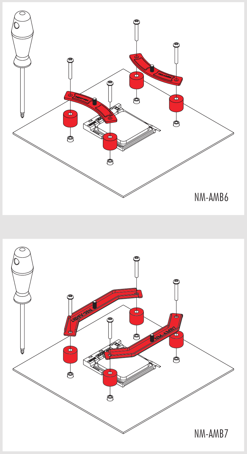 Noctua - NH-L12S - AMD - Anbringen der Montagestege - Schritt 3 AMD - Anbringen der Montagestege - Schritt 3