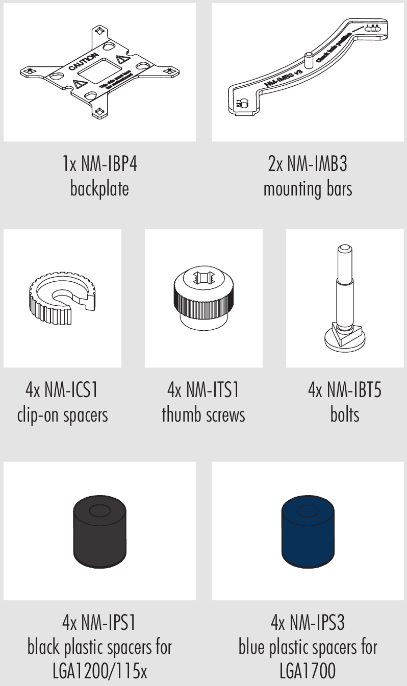 Noctua - NH-L12S - LGA 1700/1200/115x - Benötigte Montageteile LGA 1700/1200/115x - Benötigte Montageteile