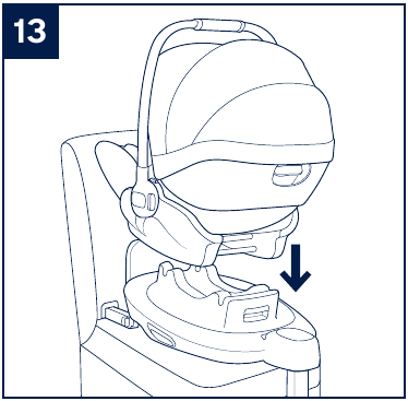 Nuna - ARRA Next - Verwendung - Anbringen der Babyschale an der Base - Schritt 1 Verwendung - Anbringen der Babyschale an der Base - Schritt 1