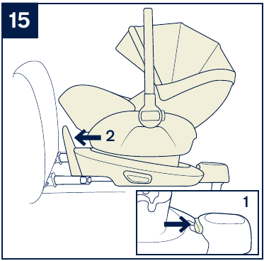 Nuna - ARRA Next - Verwendung - Anbringen der Babyschale an der Base - Schritt 3 Verwendung - Anbringen der Babyschale an der Base - Schritt 3