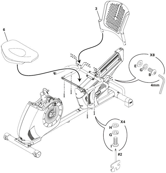 Schwinn - 570R - Montage - Schritt 3 - Sitzpolster anbringen Montage - Schritt 3 - Sitzpolster anbringen
