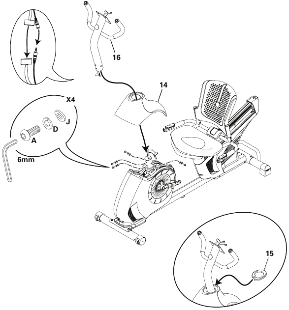 Schwinn - 570R - Montage - Schritt 6 - Kabel verbinden Montage - Schritt 6 - Kabel verbinden