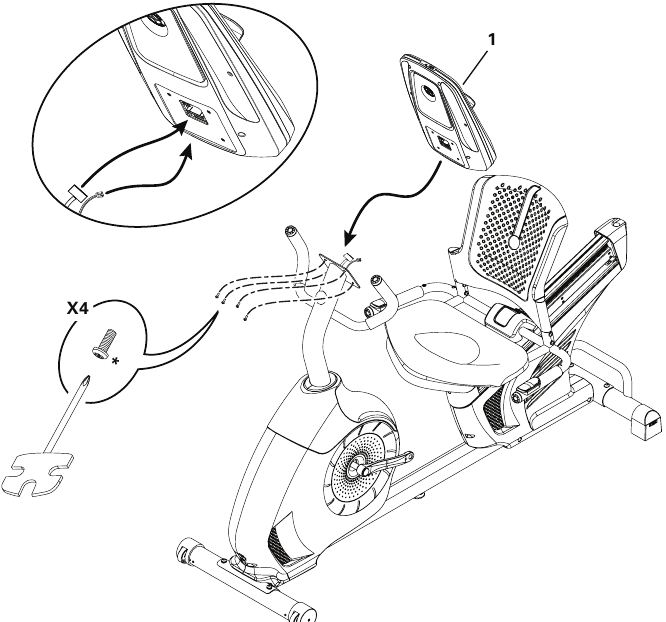 Schwinn - 570R - Montage - Schritt 8 - Konsole am Rahmen anbringen Montage - Schritt 8 - Konsole am Rahmen anbringen