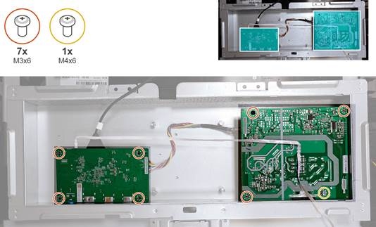 Dell - G2725D - Hauptplatine und Netzplatine anbringen - Schritt 2 Hauptplatine und Netzplatine anbringen - Schritt 2