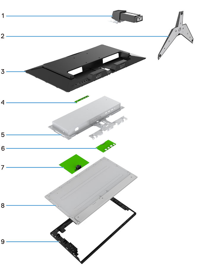 Dell - G2725D - Hauptkomponenten Hauptkomponenten
