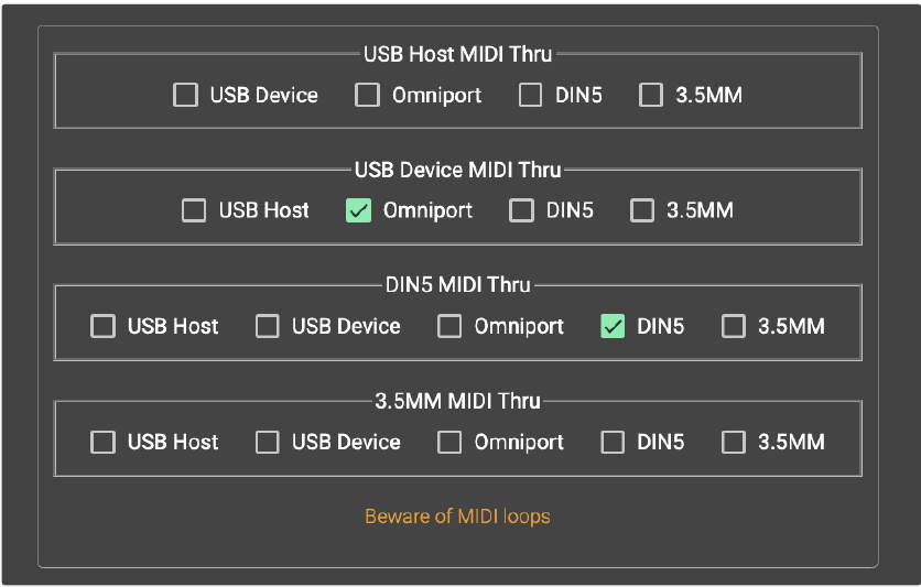 Morningstar - MC6 PRO - MIDI Thru-Funktion MIDI Thru-Funktion