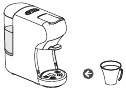 Große Tasse unter den Auslauf stellen