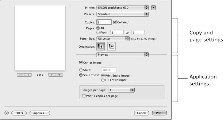 Epson - WorkForce 610 Series - Drucken mit einem Macintosh - Mac OS X 10.5 - Schritt 2 Drucken mit einem Macintosh - Mac OS X 10.5 - Schritt 2