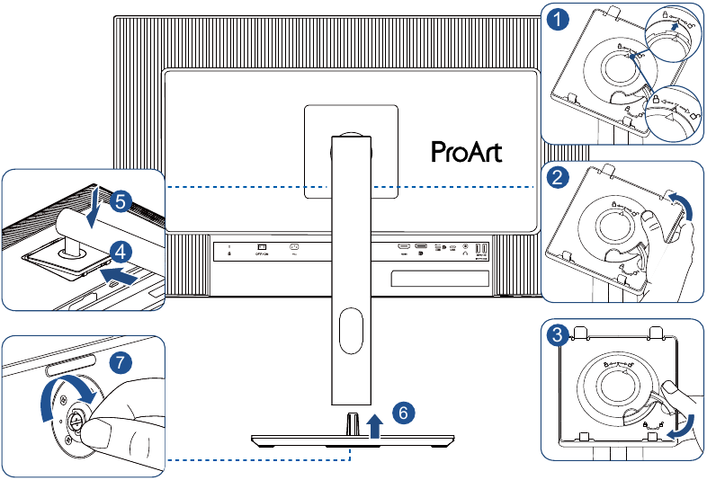 Asus - ProArt PA27JCV - Einrichtung - Montage des Monitorarms/Standfußes Einrichtung - Montage des Monitorarms/Standfußes
