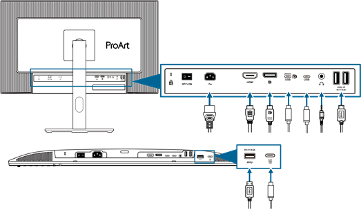 Asus - ProArt PA27JCV - Einrichtung - Anschließen der Kabel Einrichtung - Anschließen der Kabel
