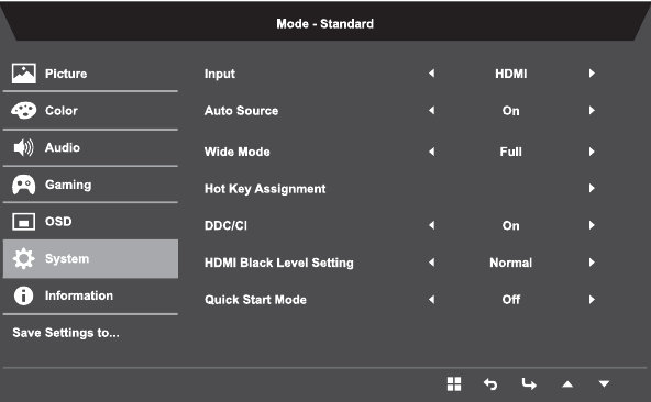 Acer - SB220Q - Modusauswahl - Schritt 5 - Anpassen des Systems Modusauswahl - Schritt 5 - Anpassen des Systems