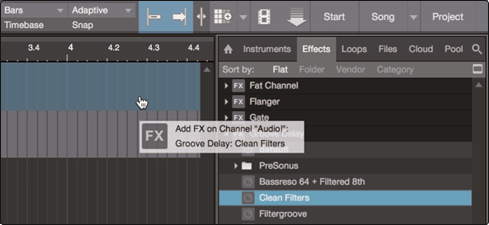 PreSonus - Studio 1810c - Effekte per Drag-and-Drop hinzufügen Effekte per Drag-and-Drop hinzufügen