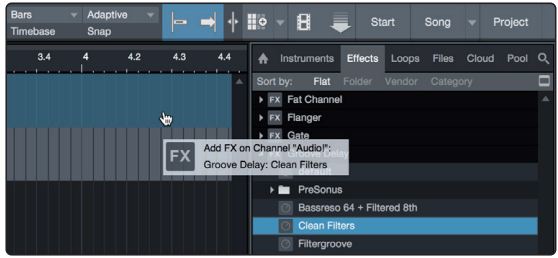 PreSonus - Studio 24c - Virtuelle Instrumente und Effekte hinzufügen - Schritt 2 Virtuelle Instrumente und Effekte hinzufügen - Schritt 2