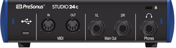 PreSonus - Studio 24c - Anschluss - Rückseitige Panel-Anschlüsse Anschluss - Rückseitige Panel-Anschlüsse
