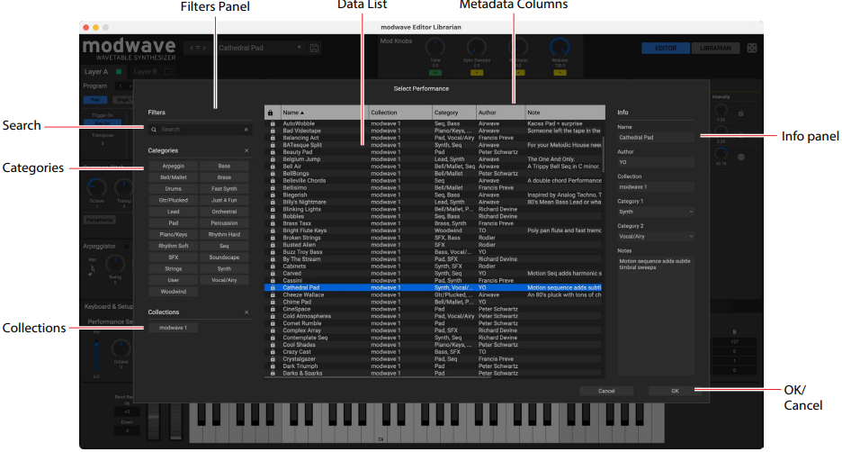 KORG - modwave - Den Editor verwenden - Sound-Browser Den Editor verwenden - Sound-Browser