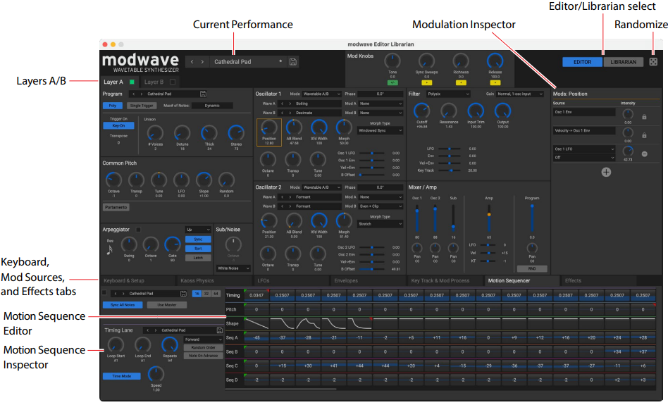 KORG - modwave - Fenster - Editor Fenster - Editor