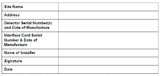 Xtralis - VESDA - Installations-Checkliste - Tabelle 1 Installations-Checkliste - Tabelle 1