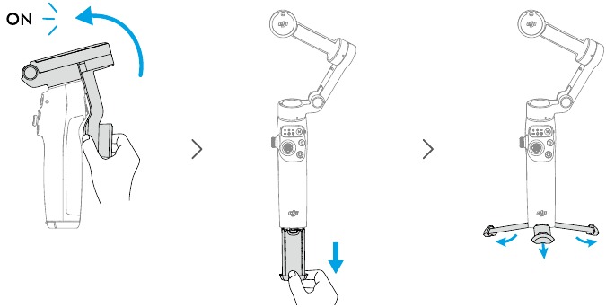 dji - OSMO MOBILE 7 - Erstanwendung - Ausklappen Erstanwendung - Ausklappen