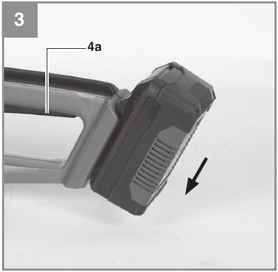 EINHELL - GC-CH 18/40 Li - Einsetzen des Akkus - Schritt 2 Einsetzen des Akkus - Schritt 2