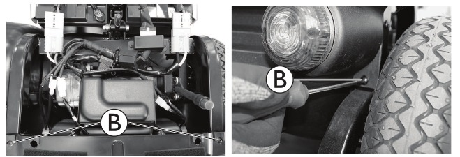 Invacare - Leo - Rücklichter / Fahrtrichtungsanzeiger ersetzen - Schritt 2 Rücklichter / Fahrtrichtungsanzeiger ersetzen - Schritt 2