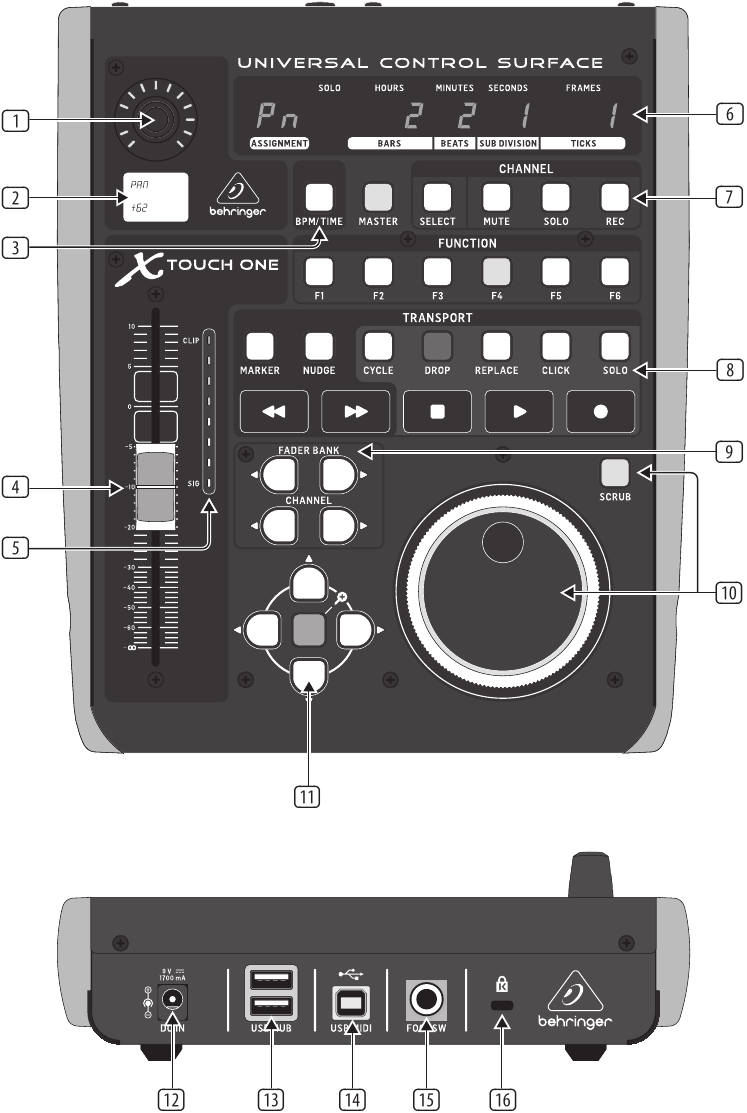 Behringer - X-TOUCH ONE - Bedienelemente Bedienelemente