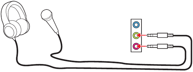 MSI - PRO H610M-E - Diagramm: Audiobuchsen an Kopfhörer und Mikrofon Diagramm: Audiobuchsen an Kopfhörer und Mikrofon