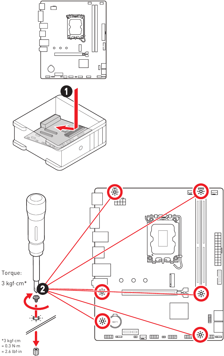 MSI - PRO H610M-E - Installation - Schritt 3 - Motherboard Installation - Schritt 3 - Motherboard