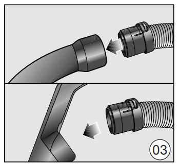 Miele - HS16 - Saugschlauch am Handgriff befestigen Saugschlauch am Handgriff befestigen