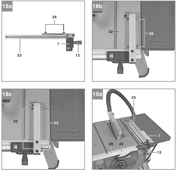 EINHELL - TC-TS 2025/2 U - Bedienung - Parallelanschlag - Anschlaghöhe Bedienung - Parallelanschlag - Anschlaghöhe