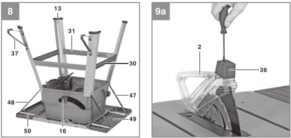 EINHELL - TC-TS 2025/2 U - Aufstellen der Tischkreissäge - Schritt 2 Aufstellen der Tischkreissäge - Schritt 2