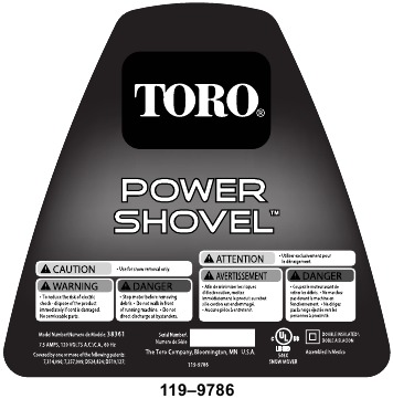 Toro - Power Shovel - Sicherheitsaufkleber Sicherheitsaufkleber
