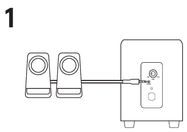 Logitech - Z213 - LAUTSPRECHER ANSCHLIESSEN - Schritt 1 LAUTSPRECHER ANSCHLIESSEN - Schritt 1