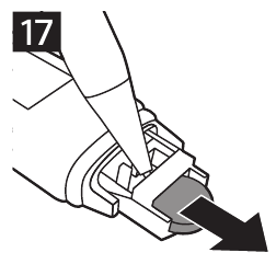 Batterie mit einem Stift herausnehmen