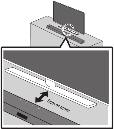 Samsung - HW-A450 - Platzieren der Soundbar auf einem TV-Ständer Platzieren der Soundbar auf einem TV-Ständer