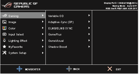 Asus - ROG SWIFT PG27UQR - Einführung in die OSD-Funktionen - Gaming Einführung in die OSD-Funktionen - Gaming