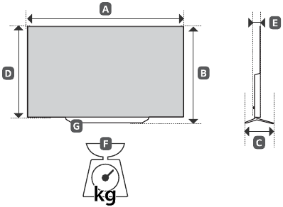 LG - OLED55B7P - Abmessungen Abmessungen