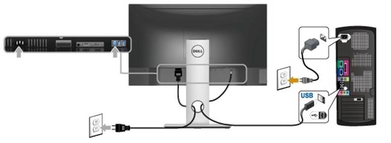 Dell - S2417DG - Das USB 3.0-Kabel anschließen Das USB 3.0-Kabel anschließen