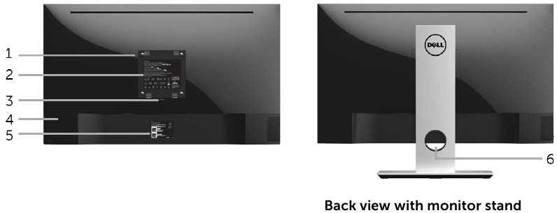 Dell - S2417DG - Teile und Bedienelemente identifizieren - Rückansicht Teile und Bedienelemente identifizieren - Rückansicht