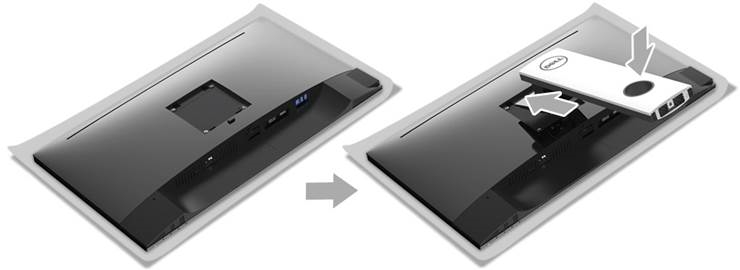 Dell - S2417DG - Monitor einrichten - Standfuß anbringen - Schritt 1 Monitor einrichten - Standfuß anbringen - Schritt 1