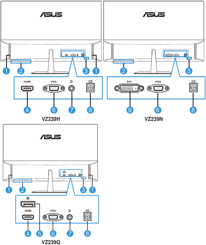 Asus - VZ239 Series - Kabel anschließen Kabel anschließen