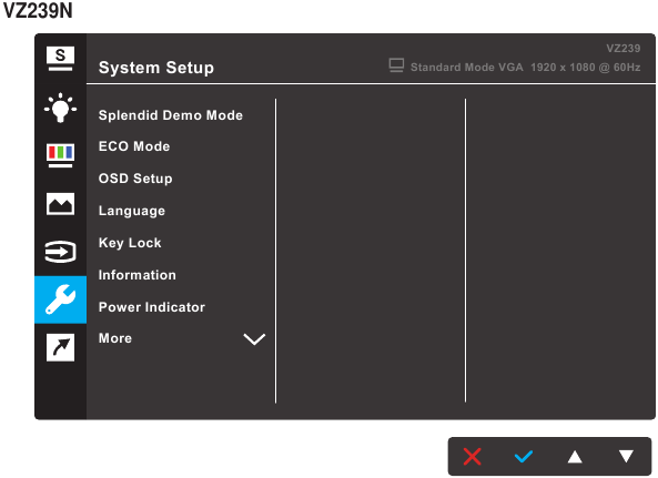Asus - VZ239 Serie - Übersicht OSD-Funktionen - Teil 10 Übersicht OSD-Funktionen - Teil 10