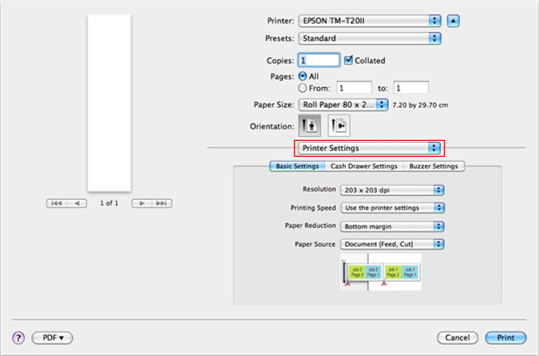 Epson - TM-T20II - Druckereinstellungen Druckereinstellungen