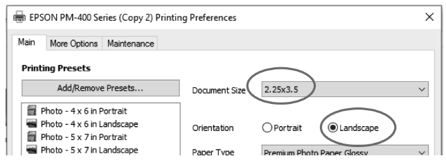 Epson - PM-400 - Drucken von Ausweisen der Größe 2,25 x 3,5 - Schritt 3 Drucken von Ausweisen der Größe 2,25 x 3,5 - Schritt 3